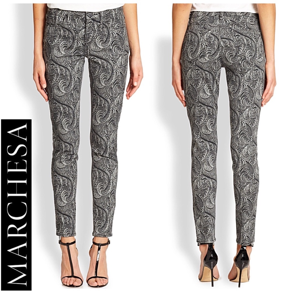 Marchesa Voyage Plume Printed Skinny Jeans